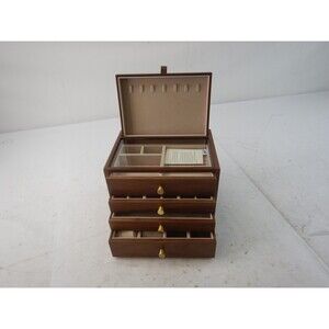 Wooden Jewelry Box Homruilink 4 Layer Walnut